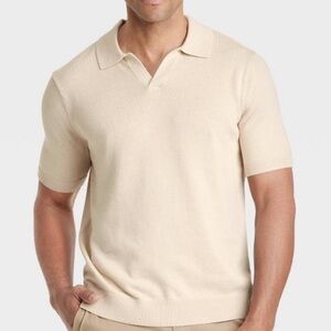 The Commons Tipped Johnny Collar Sweater Polo Beige XL Stitch Fix New With Tags‎